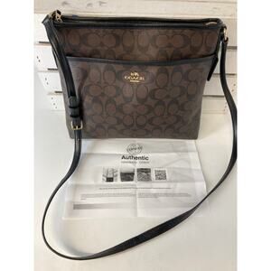 COACH F58297 MEDIUM PVC BROWN SIGNATURE PRINT CROSSBODY BAG
